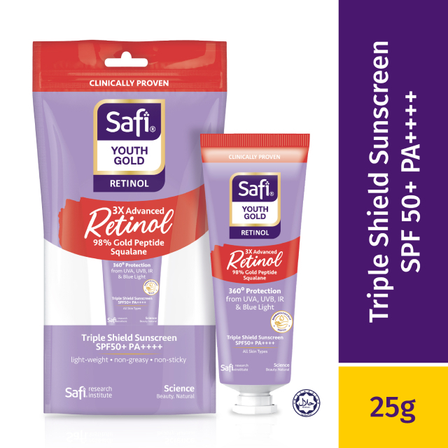 SAFI Series Malaysia | SAfi Sunscreen Safi Youth Gold Retinol Triple Shield Sunscreen SPF50+ PA++++