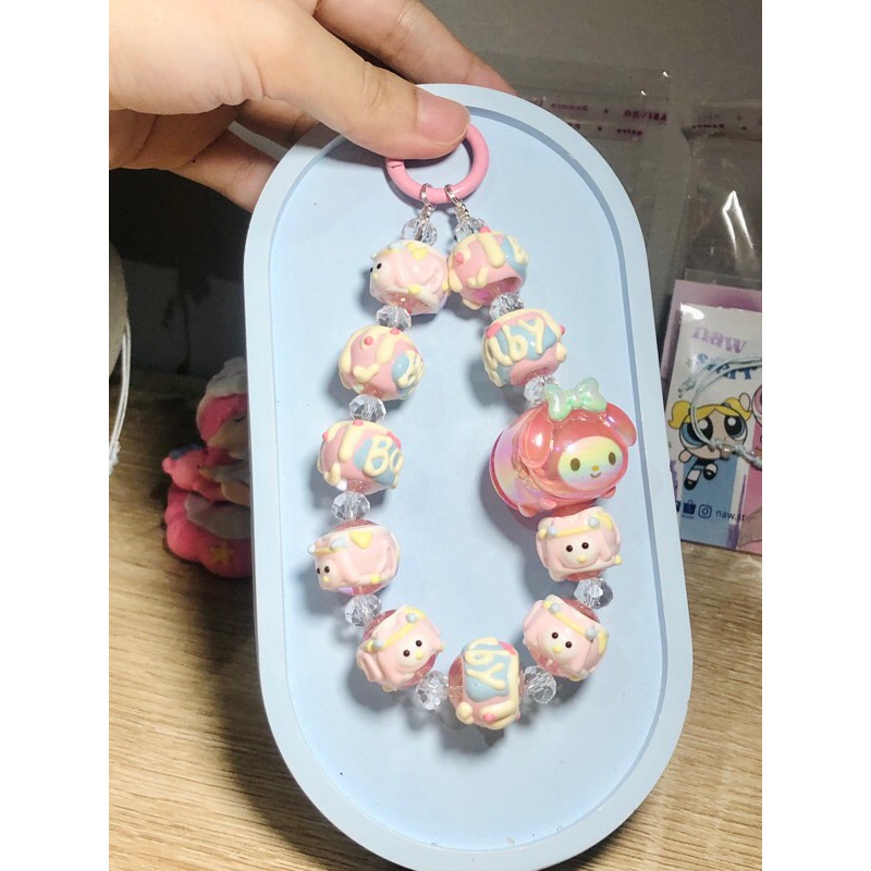 (phone strap)painting beads+character phone strap
