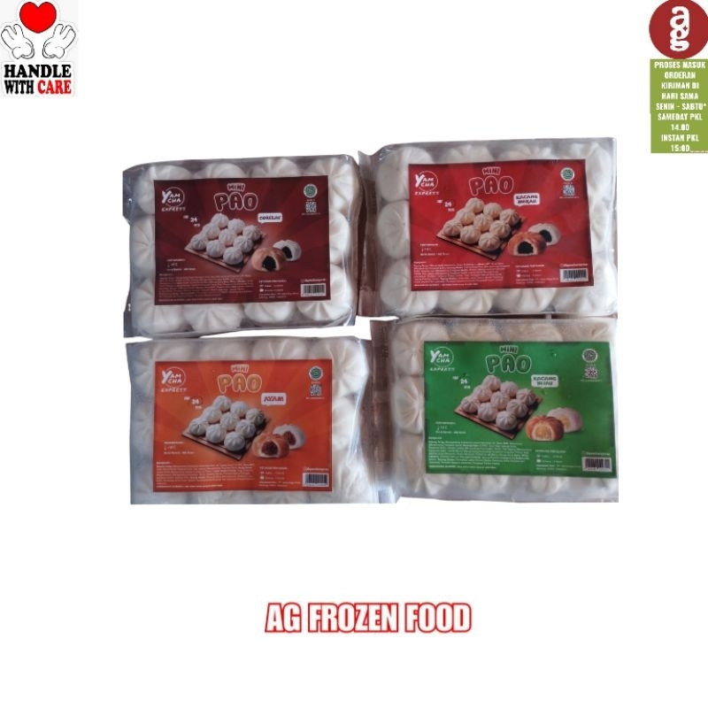 

Yam Cha MiniPao Coklat/Kacang hijau/Merah & Ayam isi 24 pcs