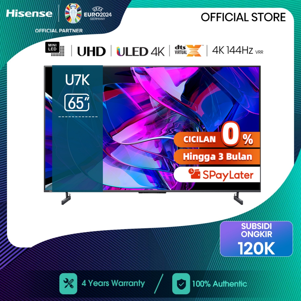 Hisense 65U7K 65 inch 4K Mini ULED High Flash Smart TV Dual Band Wifi-Dolby Vision & Audio-MEMC-eARC