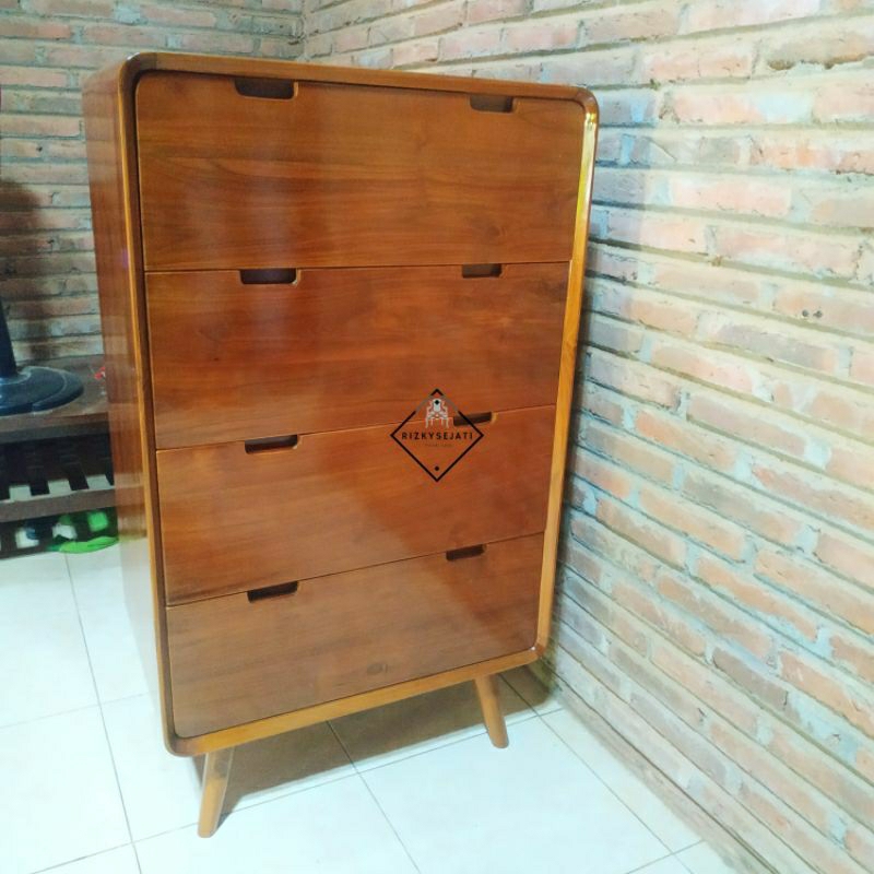 lemari anak laci 4 kayu jati grade A