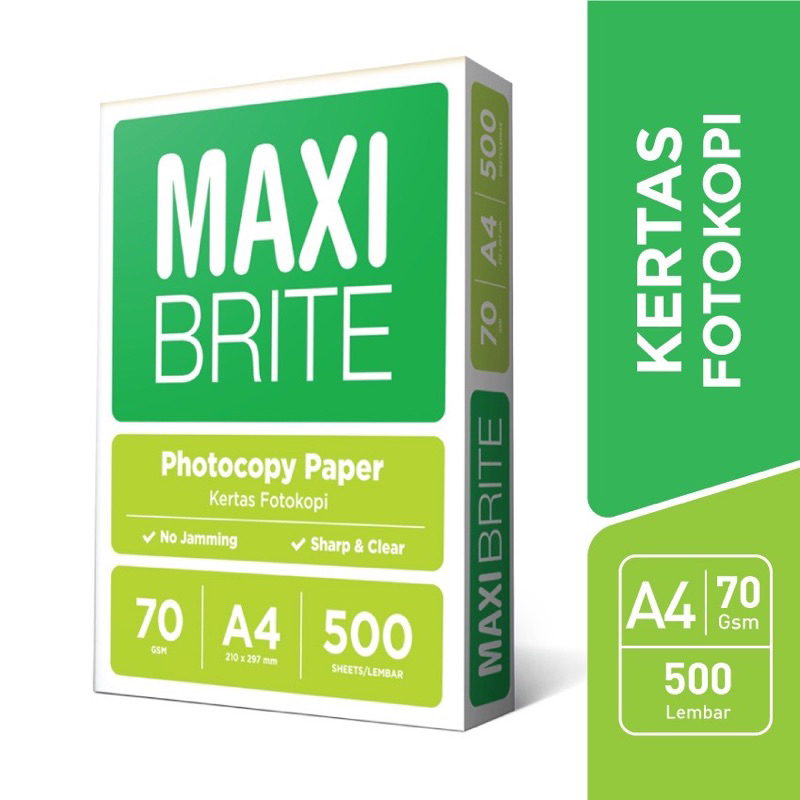 

KERTAS HVS MAXIBRITE A4 70gsm COPIER PAPER FOTOCOPY 70 GRAM PUTIH 1 RIM