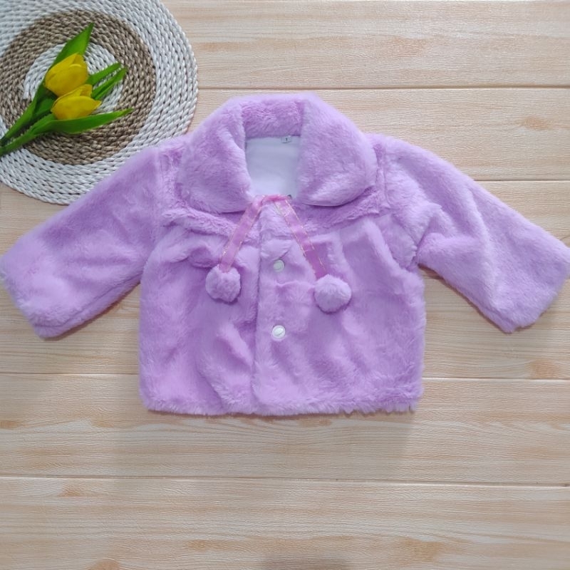 Lita Baby Jaket Bayi Perempuan Ala Korea Bulu Lembut Usia 0-6 Bulan