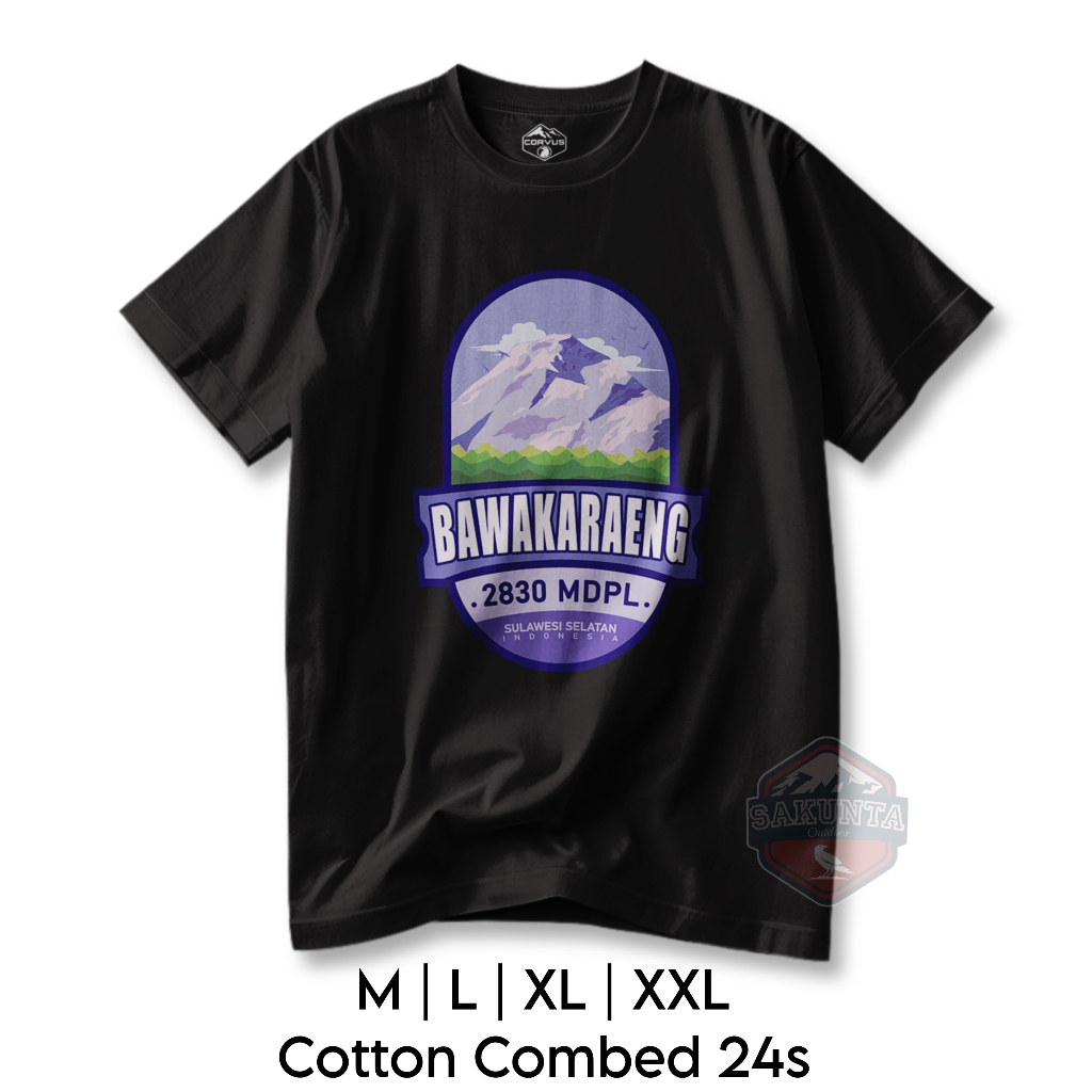 sakunta outdoor kaos pendaki gunung pria dan wanita Tshirt hikking camping gunung bawakaraeng logo g