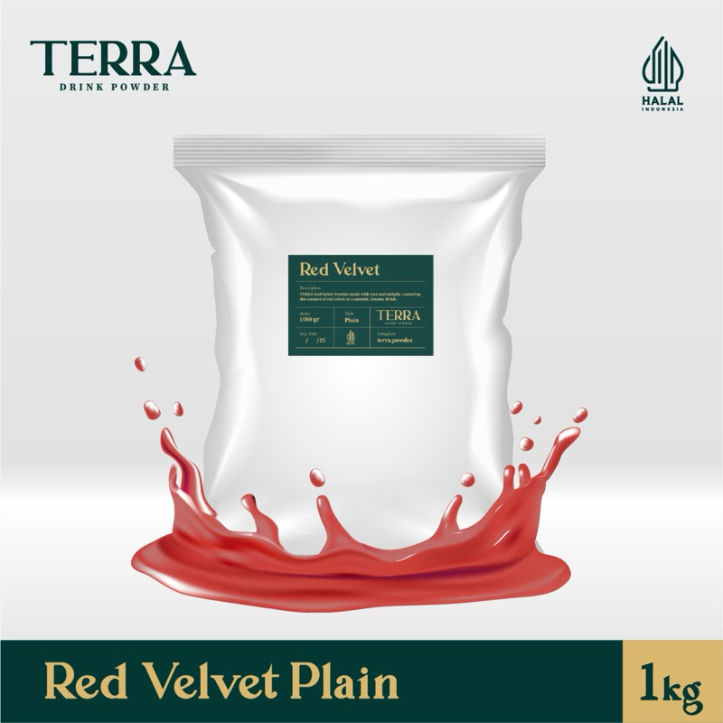 

TERRA Red Velvet Plain Powder 1 Kg - Bubuk Minuman Rasa Red Velvet Tanpa Gula 1000 gr
