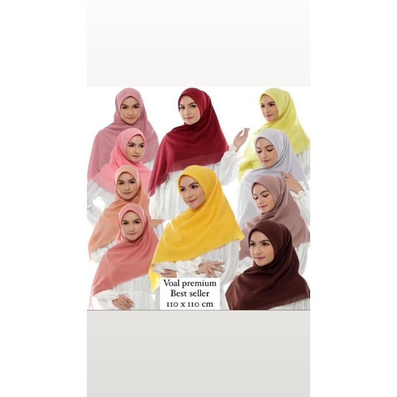 Hijab voal polos / Jilbab voal polos X.15 sudah berlogo b