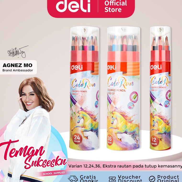 

Promosi Menarik Deli Pensil Warna 122436 Warna dengan Bonus Rautan Pensil pada box EC37