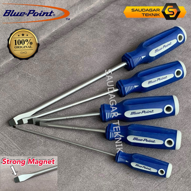 Blue Point Obeng Min Minus (-) Magnet Gagang Karet Screwdriver Flat Blue-Point