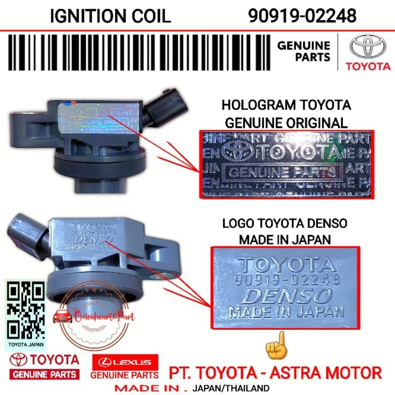 KOIL COIL PENGAPIAN INNOVA FORTUNER HILUX BENSIN ORIGINAL ASLI