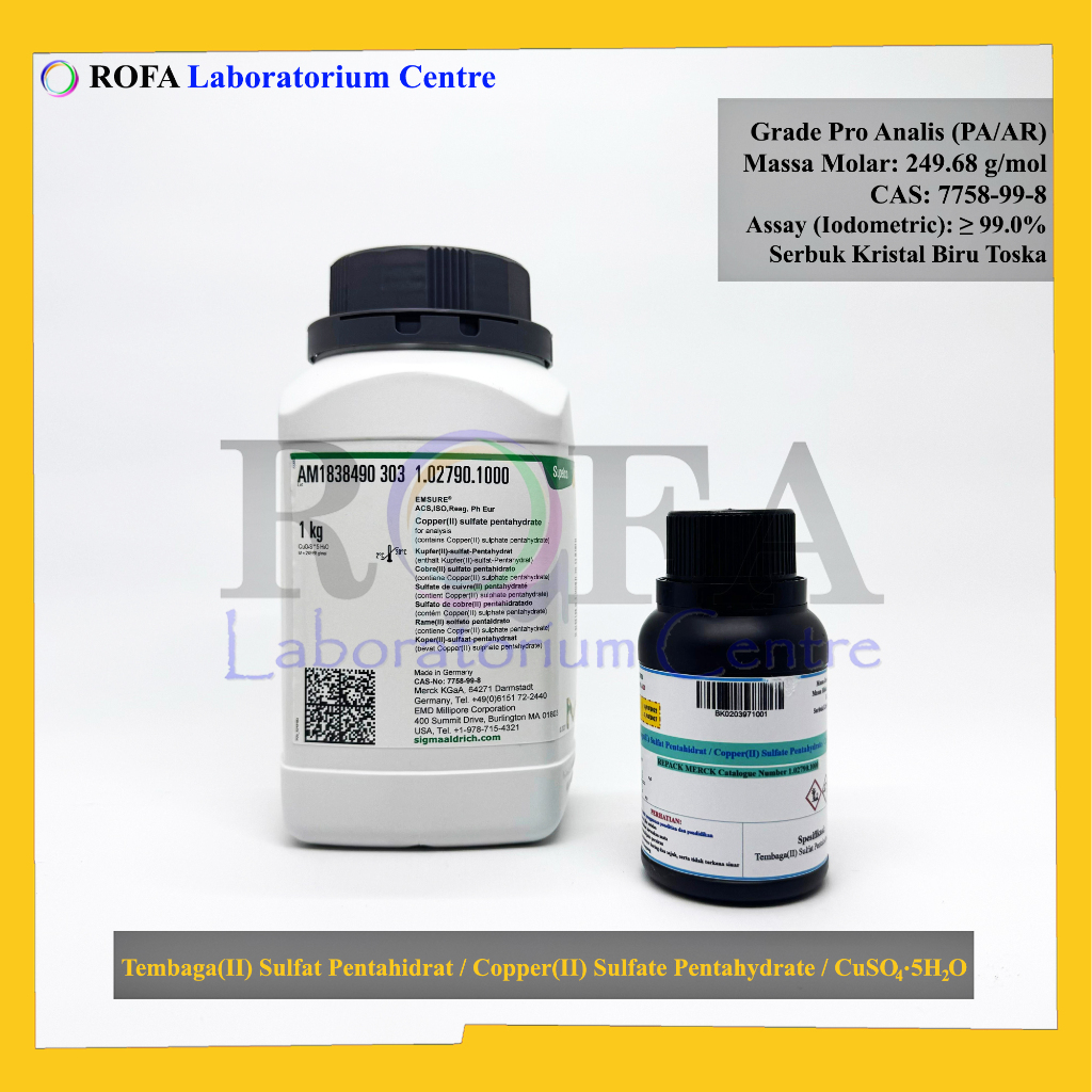 Tembaga(II) Sulfat Pentahidrat / Copper(II) Sulfate Pentahydrate / CuSO4.5H2O Pro Analisis Eceran 1 