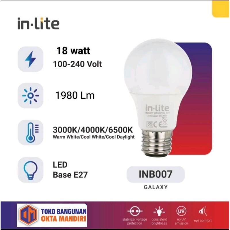 OKM- Lampu Bohlam LED In-Lite 18 watt
