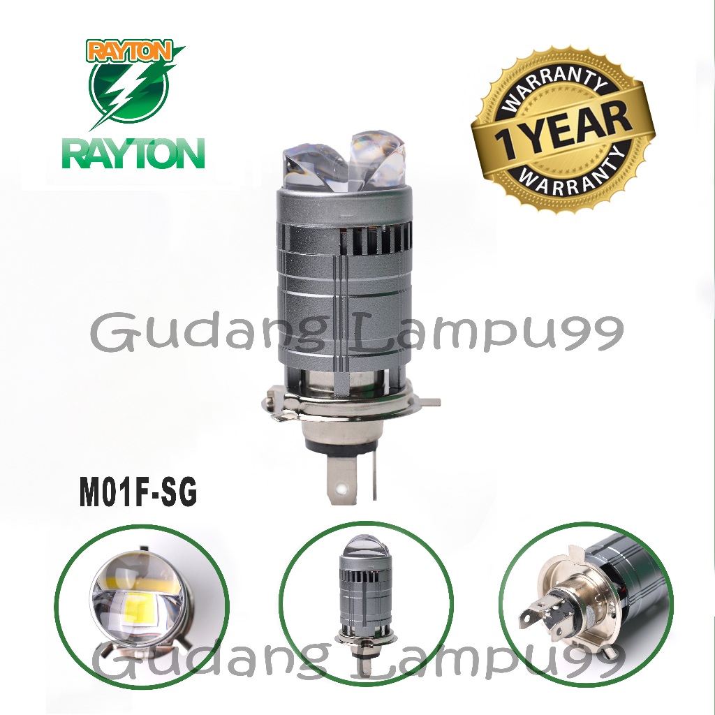 LAMPU LED MOTOR RTD RAYTON M01F-SG MINI PROJECTOR BILED SOCKET H4 ORI