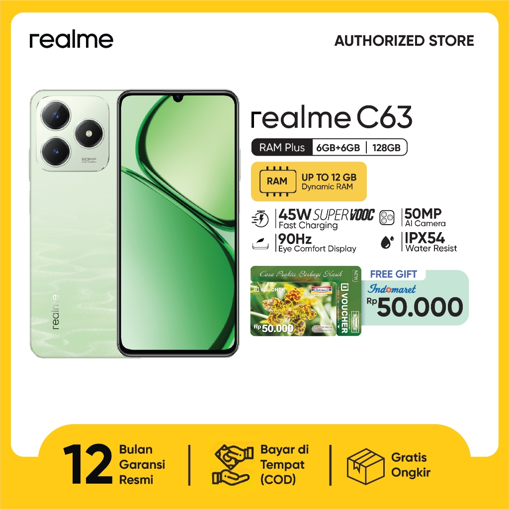 realme C63 6GB+6GB* | 128GB NFC | 45W Fast Charge| 5000mAh Durable Battery | AI Boost Engine | 90Hz Eye Comfort Display | 50MP AI Camera-1