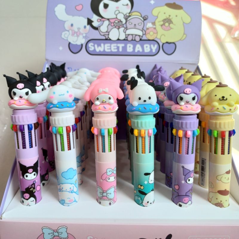 

Pulpen pen 10 warna sanrio CINNAMOROLL POCHACCO KUROMI HELLO KITTY MY MELODY POMPOMPURIN