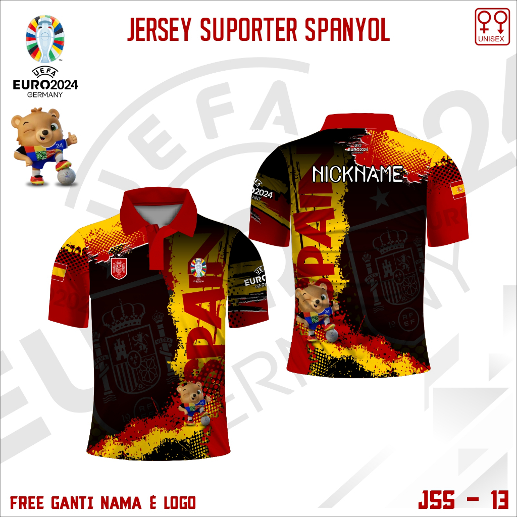 Polo baju bola spanyol jersey suporter piala eropa 2024 kaos fans spanyol