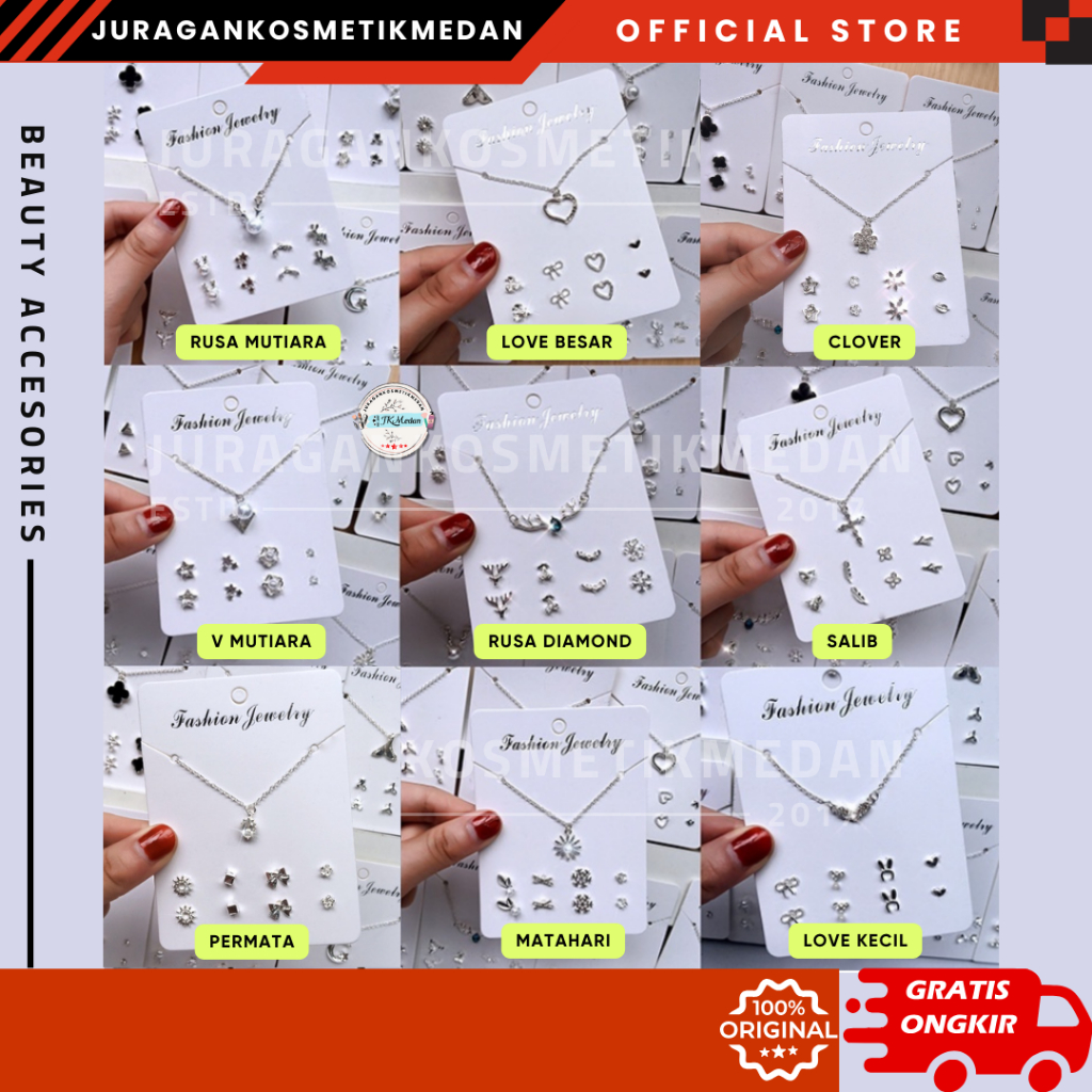 KALUNG ANTING SET KALUNG ANTING KOREA SET FASHION WANITA KOREA AKSESORIS MURAH AKSESORIS KALUNG ANTI