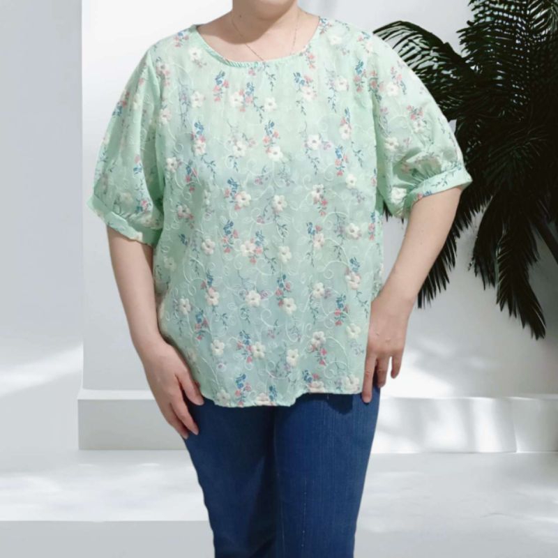 BLOUSE WANITA KATUN BORDIR BUNGA PREMIUM/BLOUSE KOREAN STYLE/ATASAN WANITA KEKINIAN