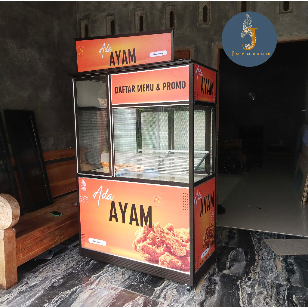 Gerobak aluminium / Stand fried chicken / Stand ayam geprek / Booth es
