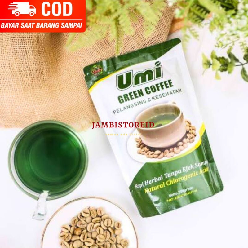 (JAMBISTOREID) Umi Green Coffee Asli Original Garansi Uang Kembali Suplemen Obat Diet Pelangsing Pro
