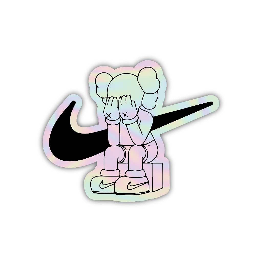 

Z242 sticker nike x kaws aesthetic, stiker hologram satuan