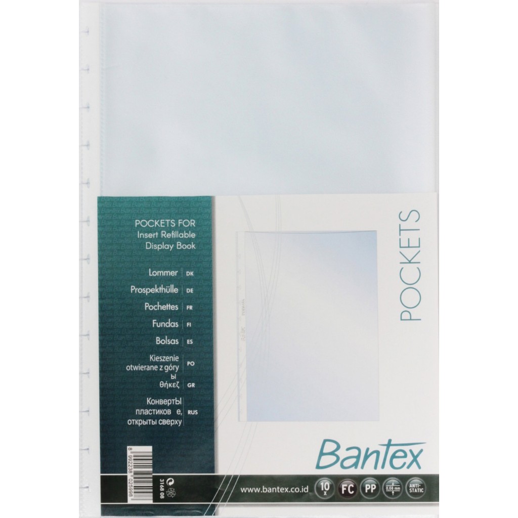 

Pocket OHP Bantex / Sheet Protector Uk Folio / F4 Bantex 8843-08