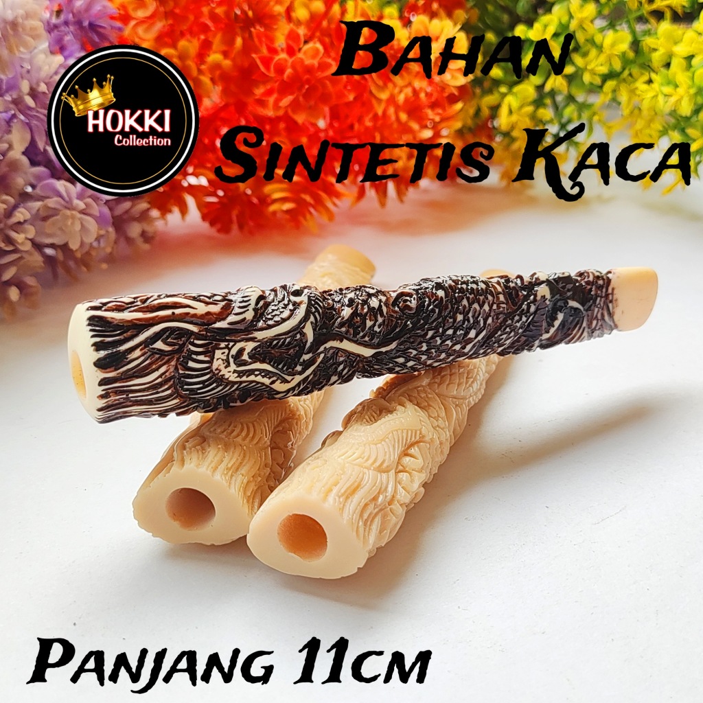 Pipa Cangklong Once Padud Model GG Motif Ukir Naga 3 Kombinasi Hitam & Gading