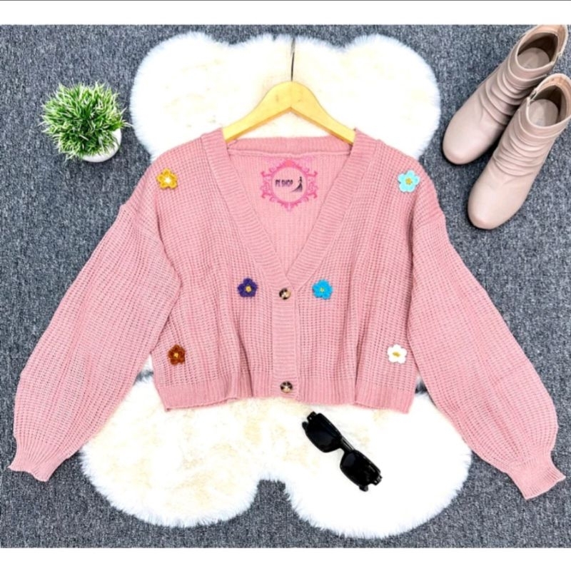 LF SHOP/ CARDI FLOW / CARDIGAN KOREA PREMIUM  BUNGA 3D / Timbul