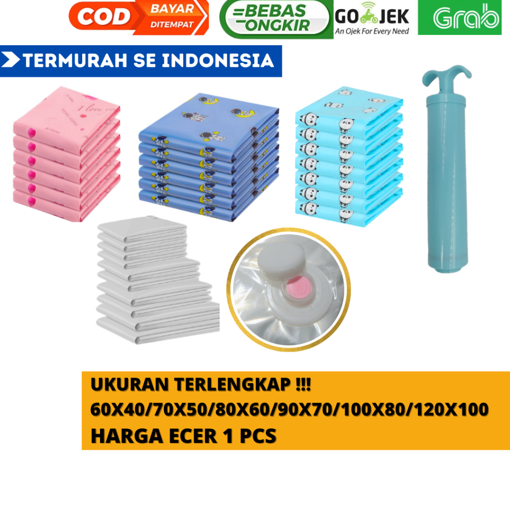 Plastik Vacum Baju Vakum Pakaian Vacuum Bag Organizer Travel