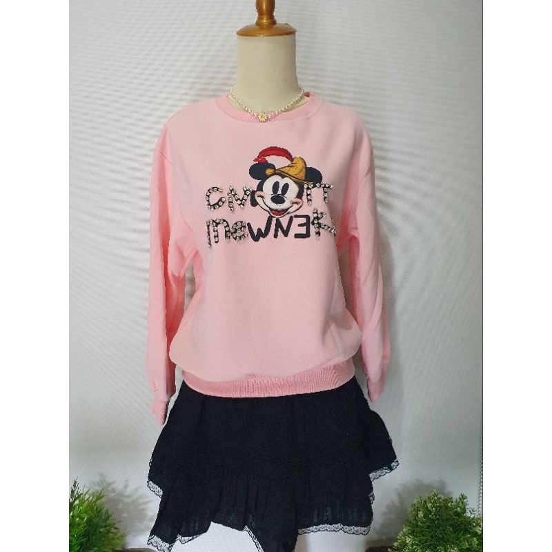 Sweater Import BKK Mickey Pink Brand By Doe