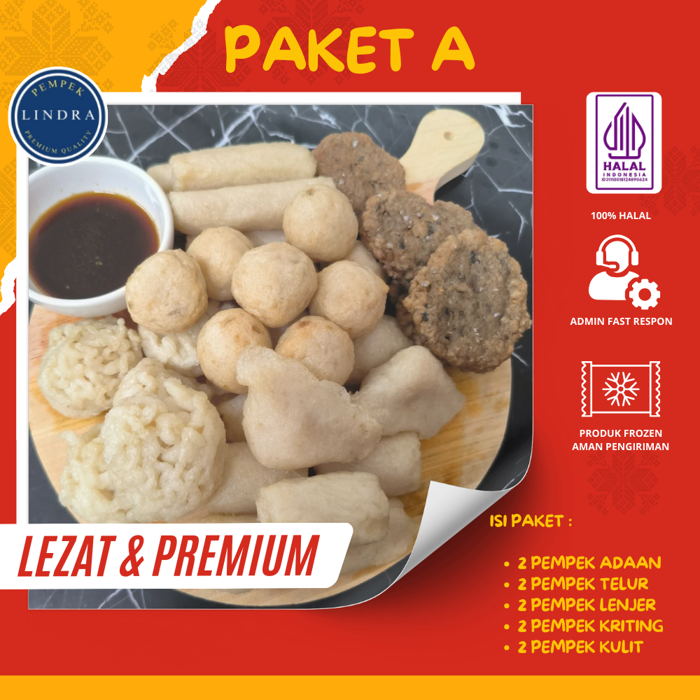 

PAKET A | Paket 2 Adaan, 2 Telur, 2 Lenjer, 2 Kriting, 2 Kulit | Pempek Premium | Pempek Lindra