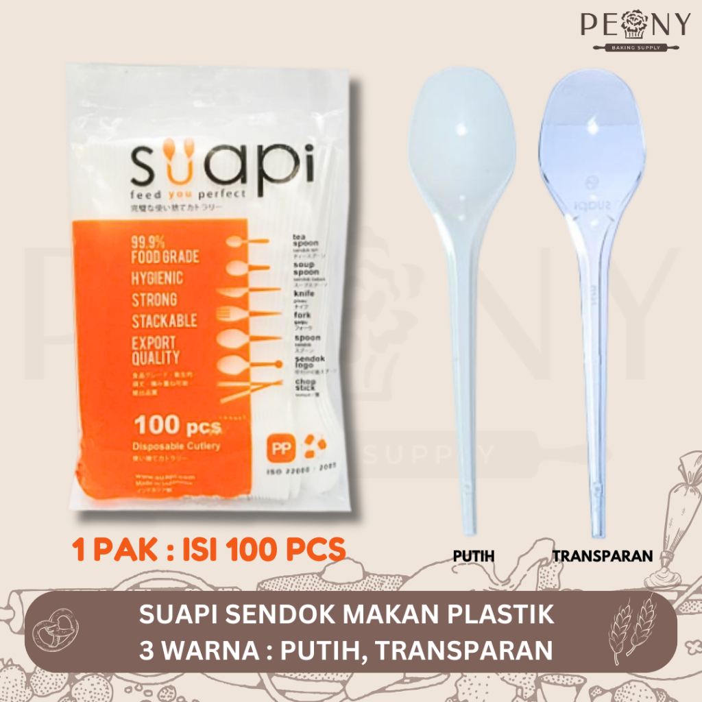 SUAPI SENDOK MAKAN PLASTIK WARNA PUTIH / SENDOK MAKAN PLASTIK TRANSPARAN