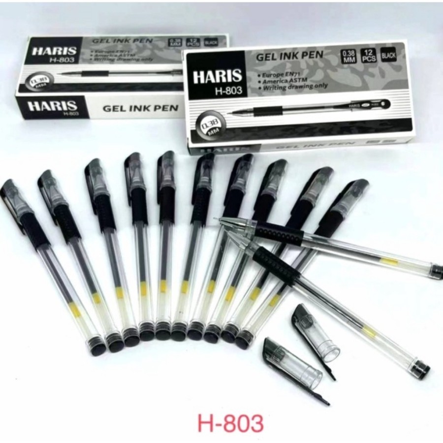 

Pulpen gel HARIS H-803 Hitam 12 PCS / Pulpen Gel Pen Haris PER BOX 12 pcs / Pulpen / Pen