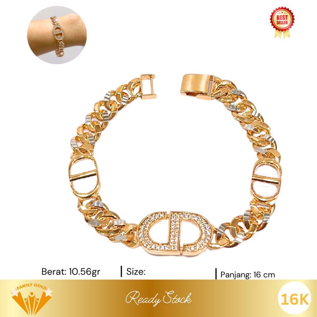 Gelang Emas Kadar 16K Model CD Family Gold