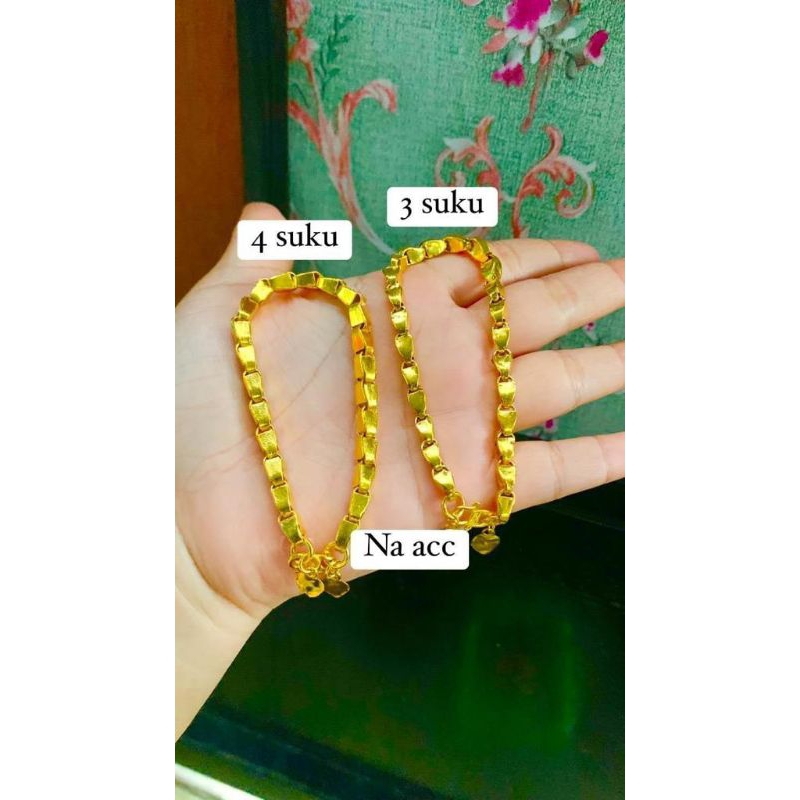 gelang padi 3 dan 4 suku lapis emas