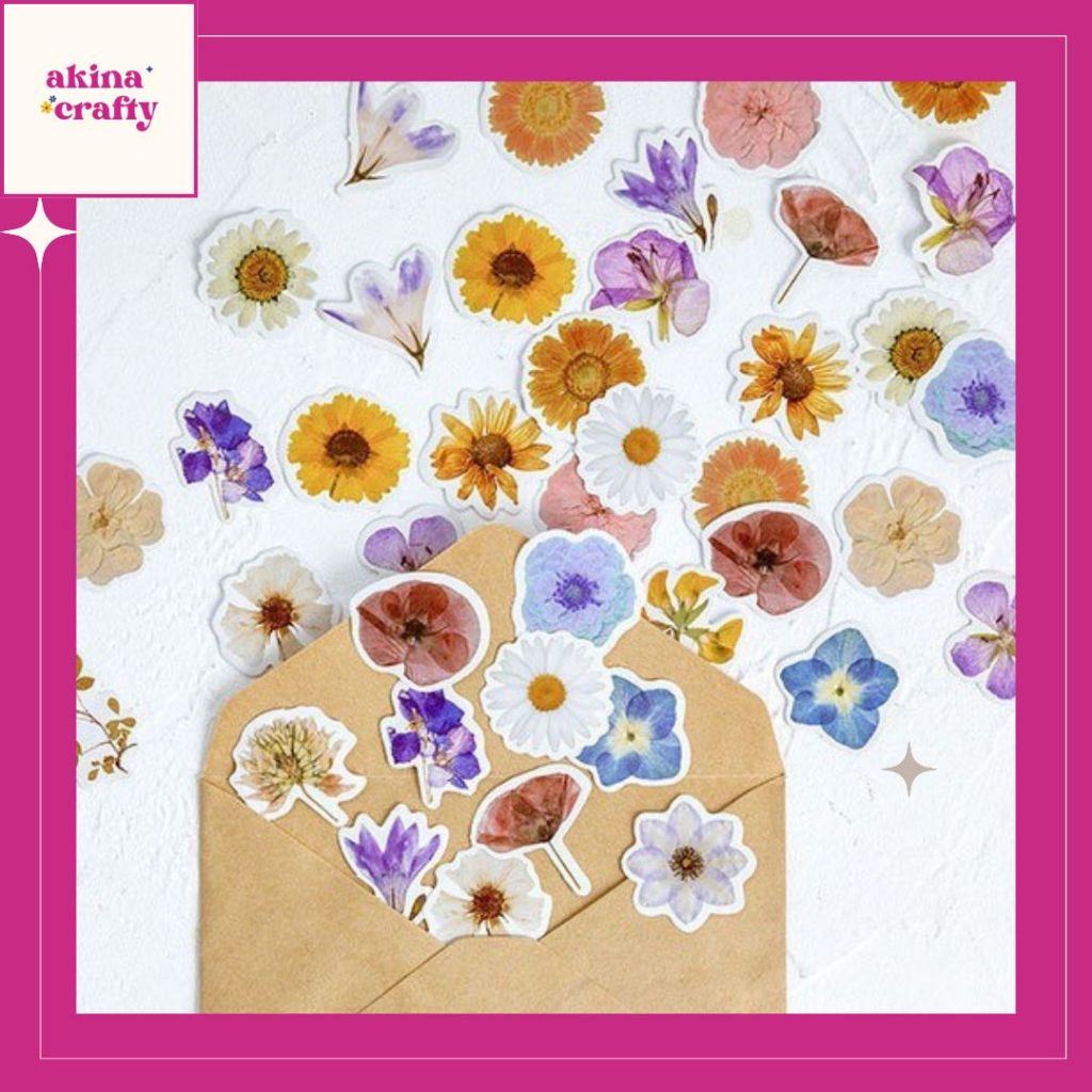 

[AKINACRAFTY] 46 Pcs Sticker Deco FLOWER DIY Scrapbook Planner Stiker Bunga