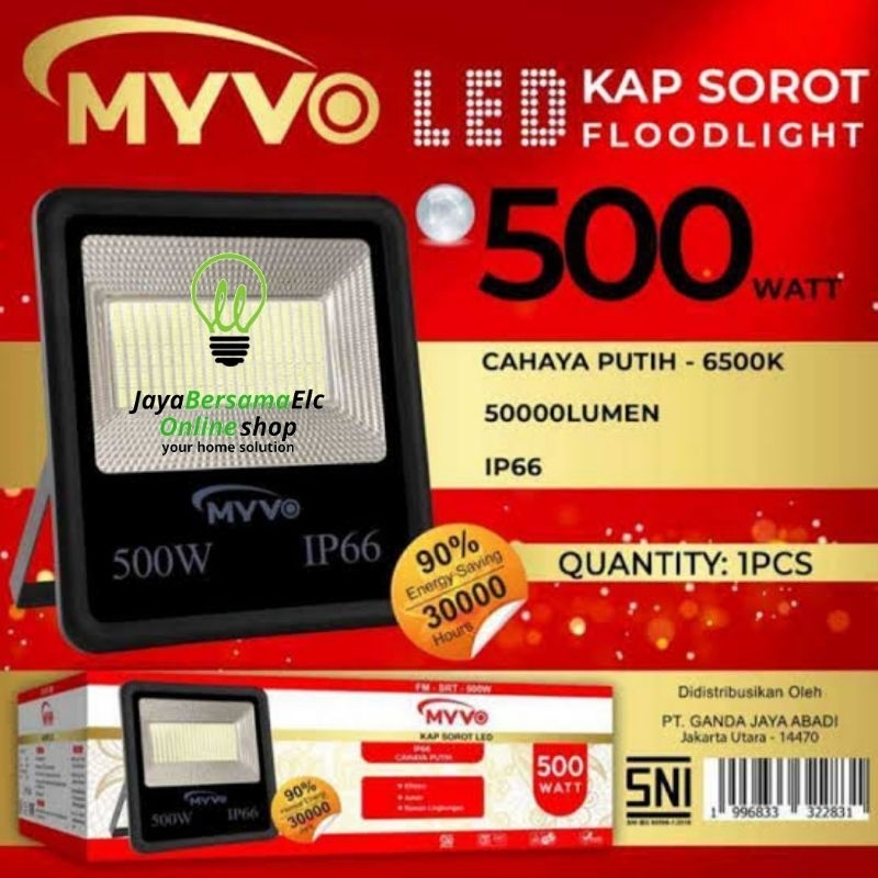 LAMPU LED SOROT/LAMPU TEMBAK FLOOD LIGHT BAGUS 500W PUTIH MYVO