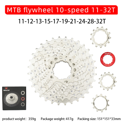 Wake Sprocket 10 Speed 11 - 32T Silver Gear Cassette MTB Roadbike
