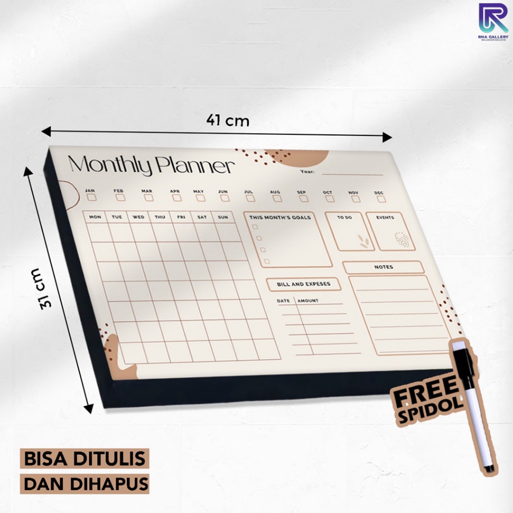 

KODE Q35U RHA GALLERY Papan Tulis Kayu Kamar Daily Weekly Aesthetic Planner Schedule Board Aesthetic