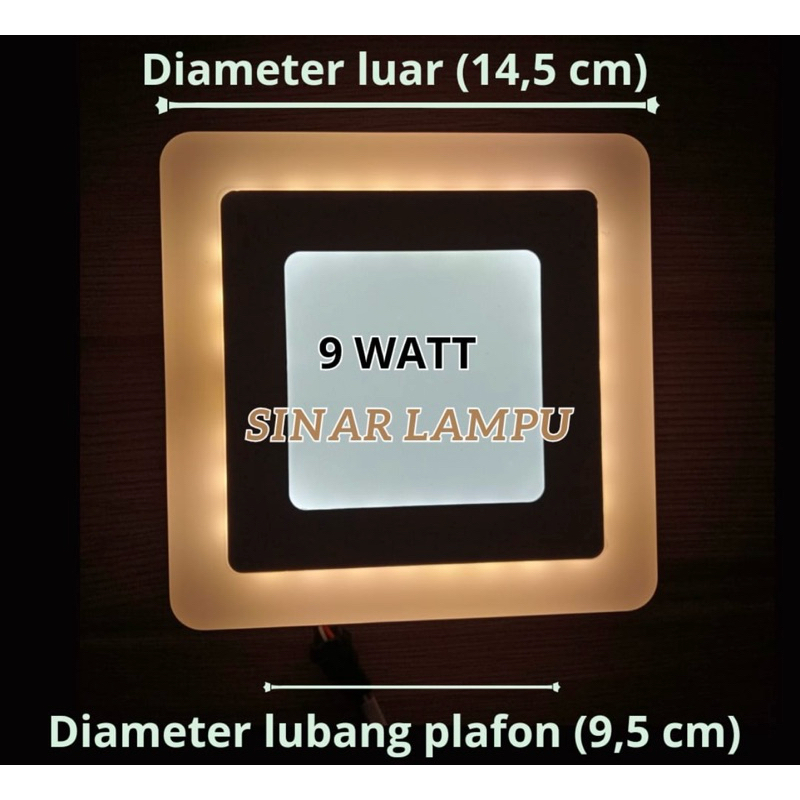 Lampu downlight led 9watt 2 warna putih kuning