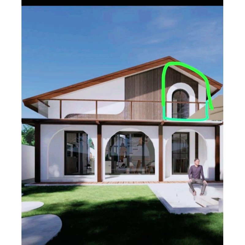 CUSTOM Pintu LENGKUNG Aluminium, Uk. 90 x 230 + Kusen 4 Inch, Komplit + Aksesoris // Kirim Se-Indone