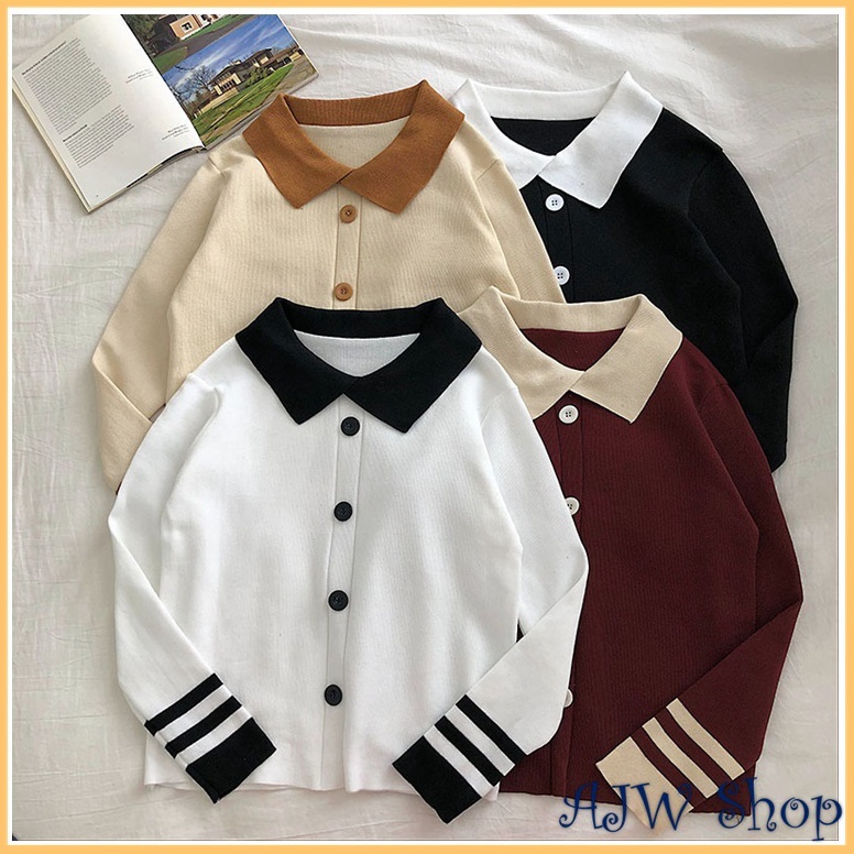 Siap Kirim AJW Atasan Wanita Lengan Panjang Korean Style Kekinian Rajut Tebal Oversize XBE  Sweater 