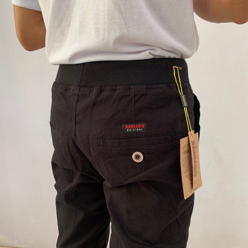 Celana Xaniago Hitam Panjang Rib - Megatrend