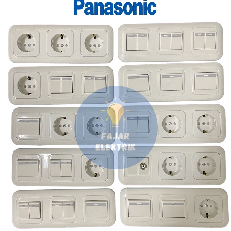 KF7 PANASONIC 3 GANG INBOW STOPKONTAK SAKLAR SERI 3 GANG SAKLAR ENGKEL3 GANG