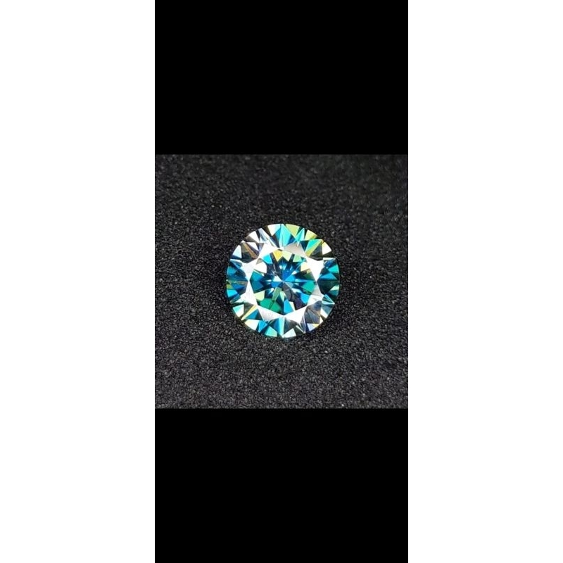 Batu Blue Moissanite Asli Diamond Round