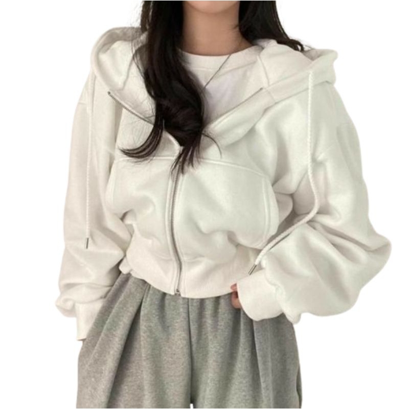 HOODIE CROP WANITA/MODEL ZIPPER CROP/HOODIE POLOS ZIPPER CROP