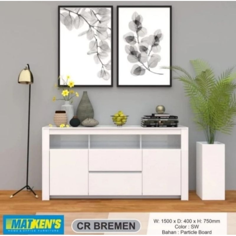 rak/bufet cr bremen putih minimalis rak credenzia serbaguna