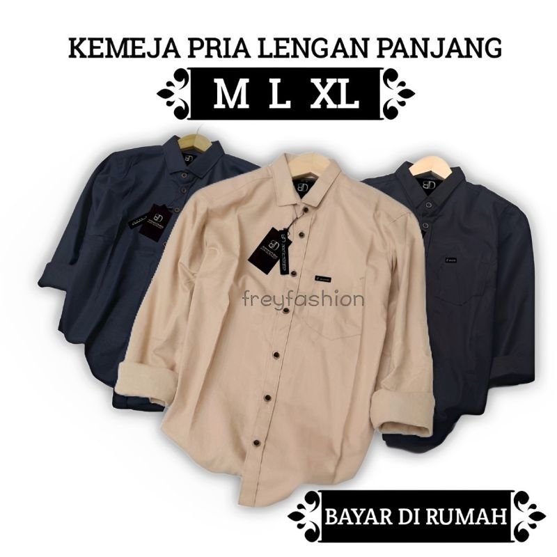 Kemeja Lengan Panjang Pria Kemeja Polos Kasual Formal Kerja | Kemeja Polos Pria | Kemeja Hitam Pria 