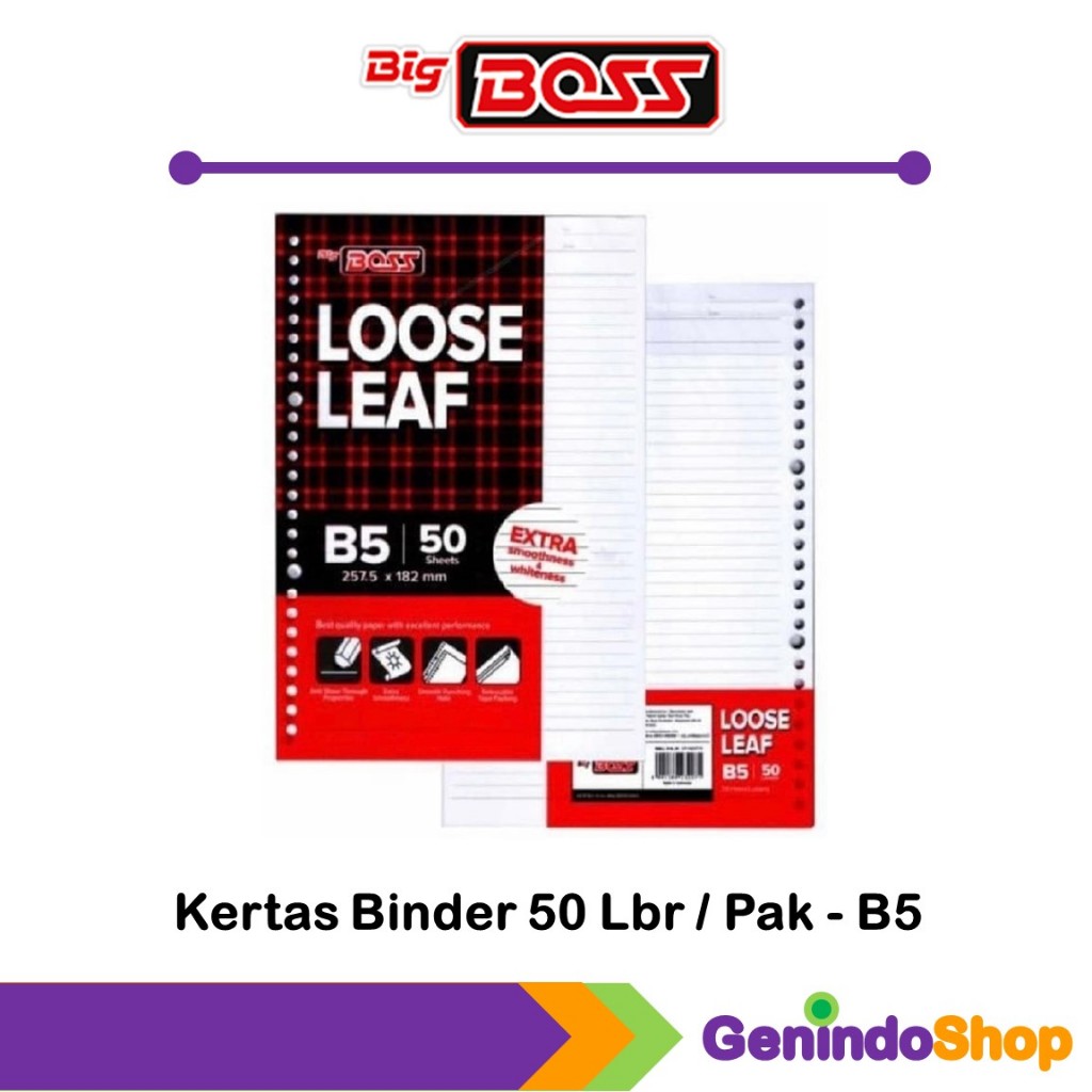 

Kertas Binder / Loose Leaf B5 50 Big Boss