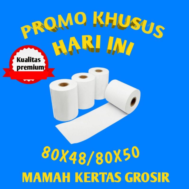 

KERTAS SETRUK THERMAL 80X48 80X50MM 10 ROLL