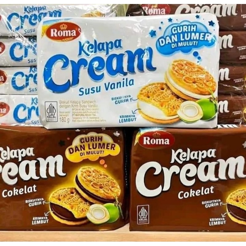 

Roma Kelapa Cream susu vanila dan cokelat